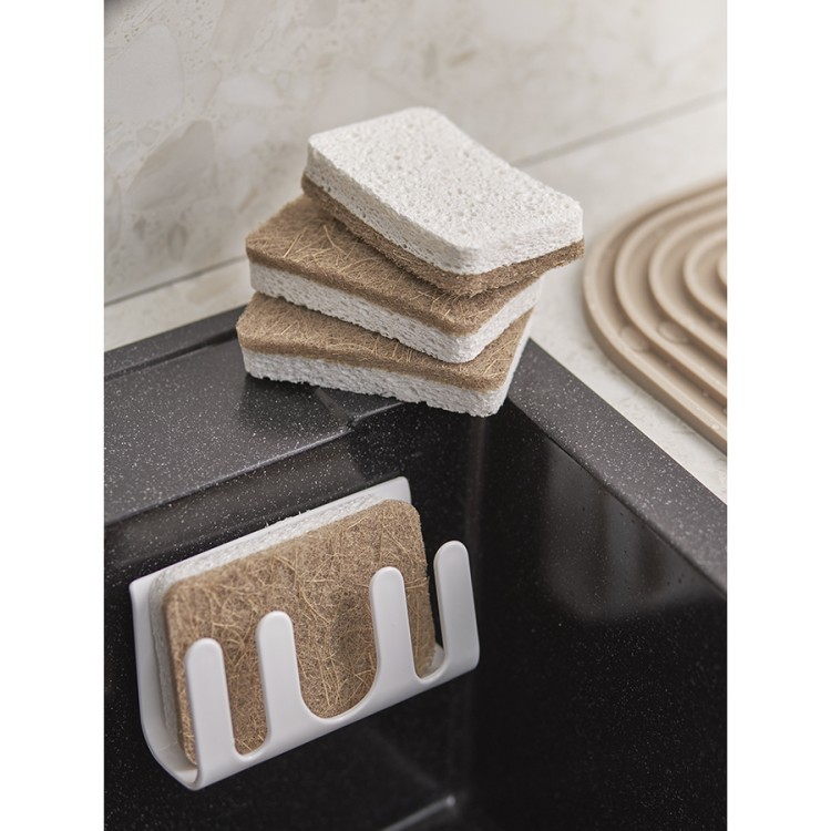 Набор губок для посуды из целлюлозы и кокосового волокна eco sponge, белые, 6 шт. (77066)