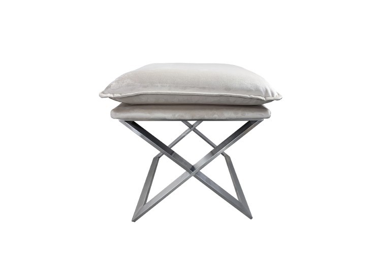 Банкетка велюр бежевый/хром 47*45*46см (TT-00005091)