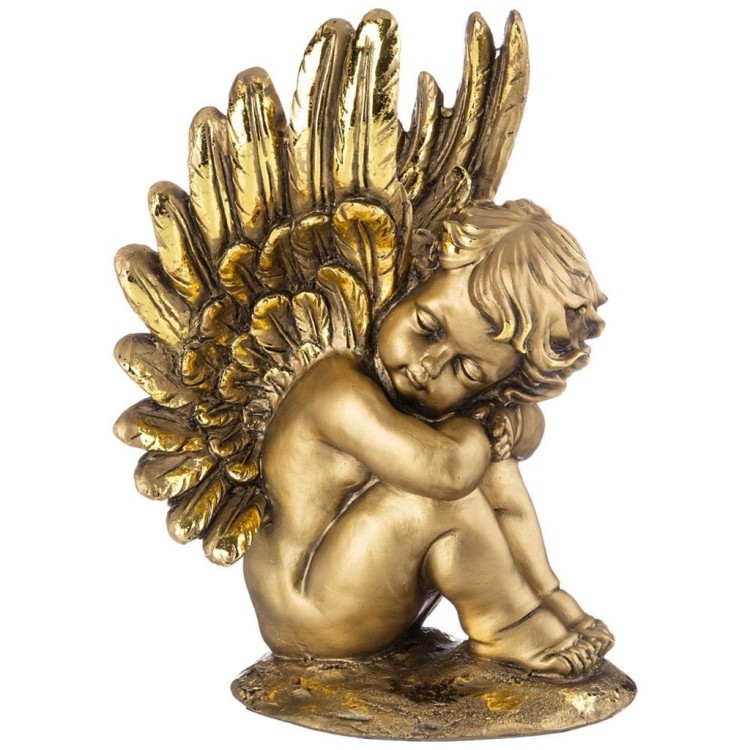 Фигурка декоративная "ангел на камне" высота 29 см цвет: бронза с позолотой ИП Шихмурадов (169-364)