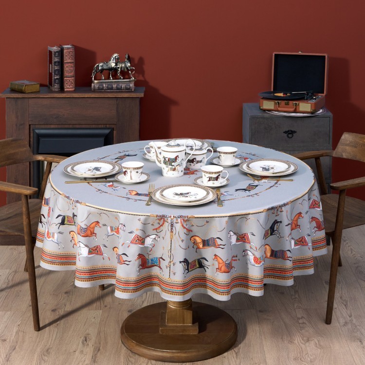 Скатерть круглая  "passage" ,d190см, 100% хлопок,твил c пропиткой, серый Lefard (850-761-25)