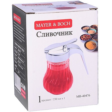 Сливочник с крышкой 230 мл стекло/нерж Mayer&Boch (40476) Сливочник с крышкой 230 мл стекло/нерж Mayer&Boch (40476)