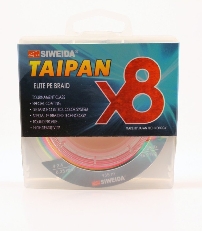 Леска плетеная Siweida Taipan Elite PE Braid X8 135м 0,25мм (15,91кг) мультиколор (62300)