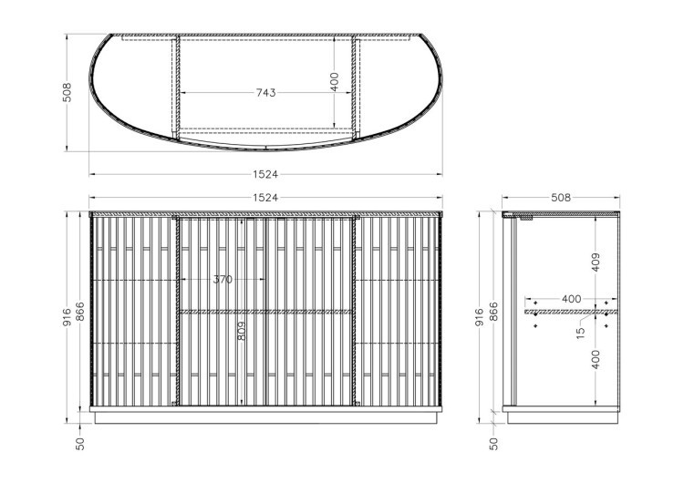 Комод зеркальный двухдверный 152*51*92см (TT-00002013)