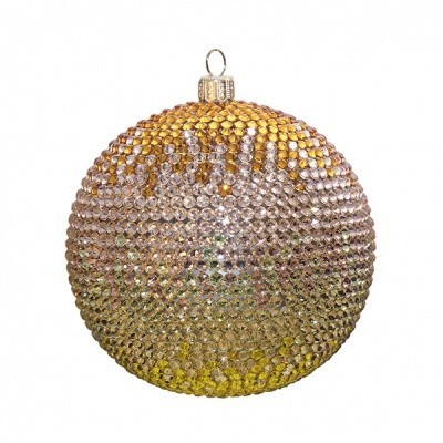 Новогодний шарик Хрустальное золото с кристаллами Swarovski (4010)