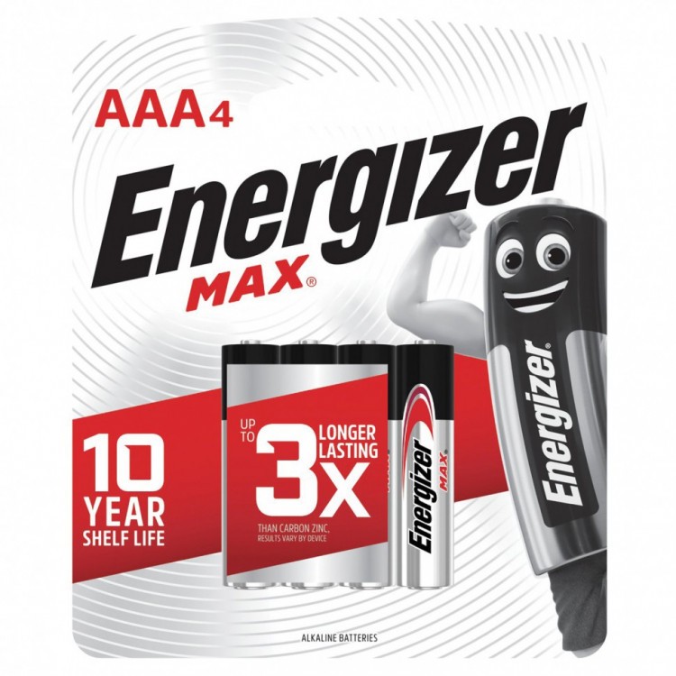 Батарейки алкалиновые Energizer Max LR03 (AAA) 4 шт E300157304 (76372)