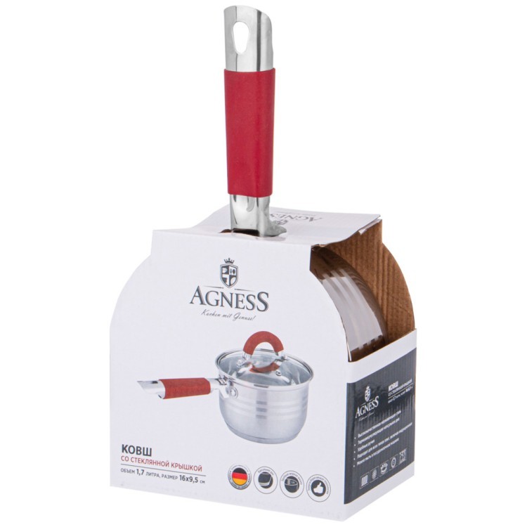 Ковш agness со стекл.крышкой серия classic 1,7 л. 16*9,5 см Agness (937-425) Ковш agness со стекл.крышкой серия classic 1,7 л. 16*9,5 см Agness (937-425)