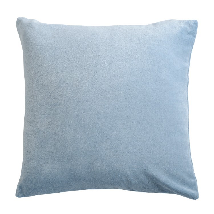 Подушка декоративная из хлопкового бархата светло-синего цвета из коллекции essential, 45х45 см (65841)