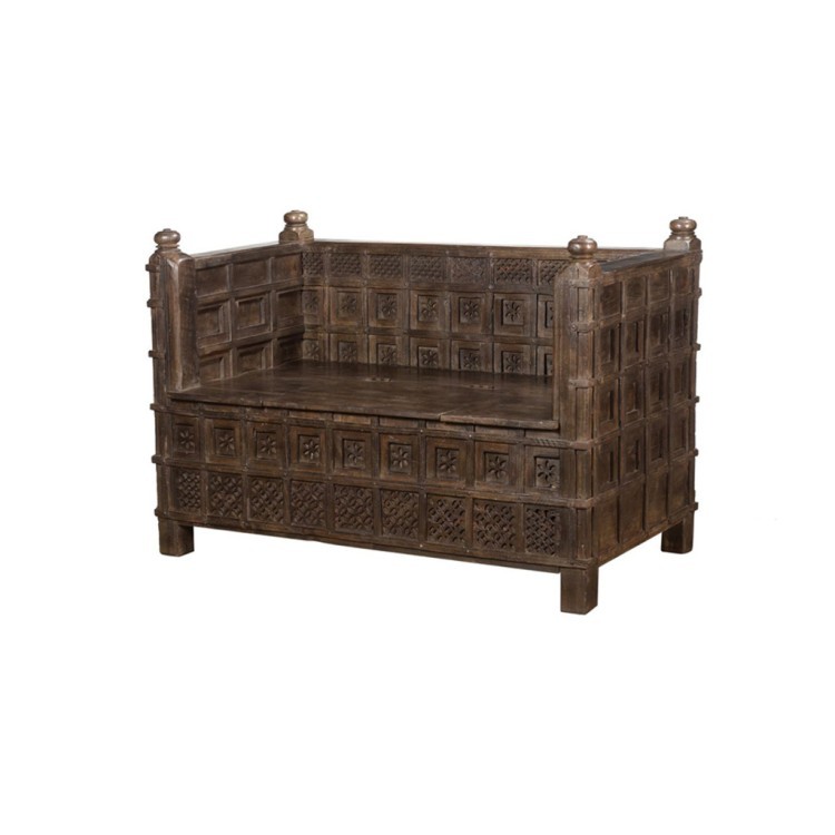 Диван XIX век, Индия PR024, Тиковое дерево, dark brown, ROOMERS ANTIQUE