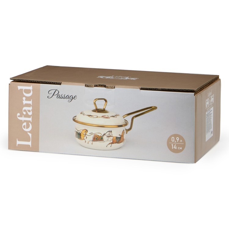 Ковш lefard эмалированный, серия passage, 14см/0,9л d=14 см  длина=31см подходит для индукцион.плит Lefard (950-650)