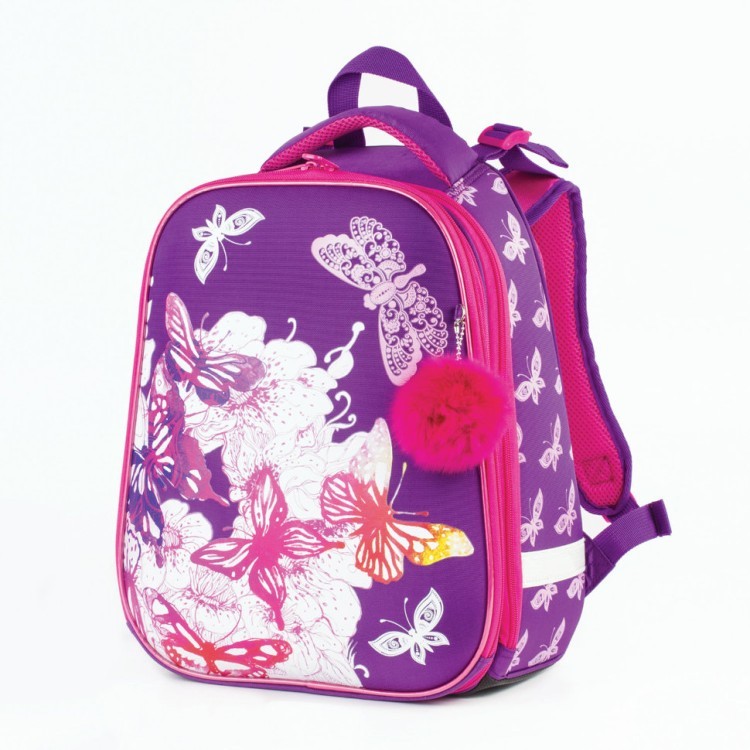Ранец для девочек Brauberg Premium Бабочки с брелоком 17 л 227811 (64785)