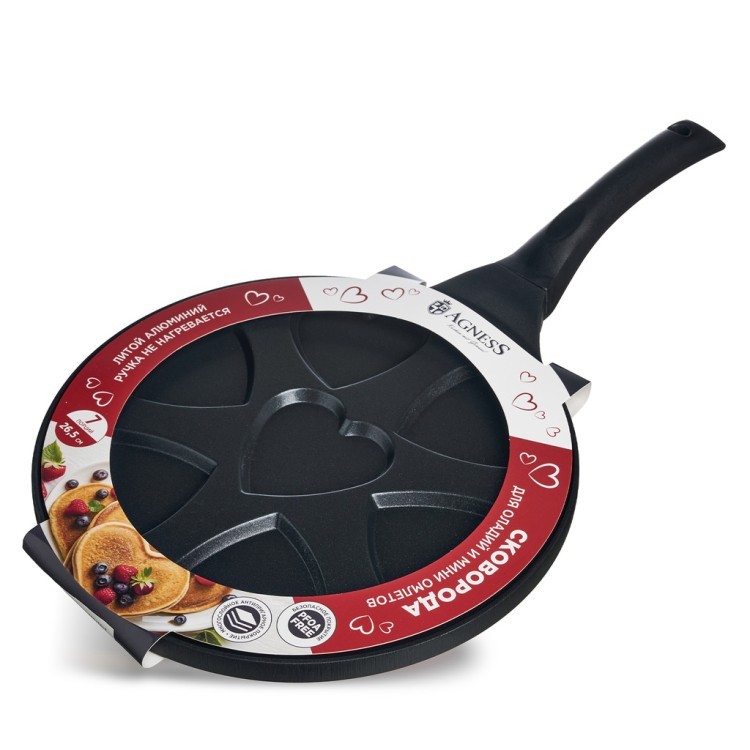 Сковорода agness "сердце"  для оладий с антипригар.покрытием диаметр=26.5 см. Agness (932-032) Сковорода agness "сердце"  для оладий с антипригар.покрытием диаметр=26.5 см. Agness (932-032)