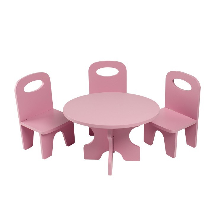 Набор мебели для кукол "Классика": стол + стулья, цвет: розовый (PFD120-38)