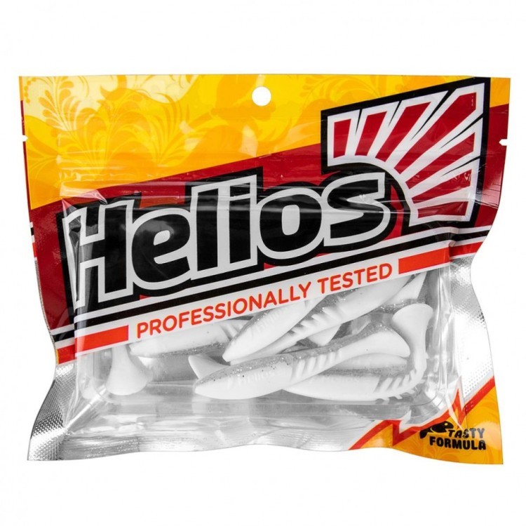 Виброхвост Helios Slash 2,64"/6,7 см, цвет White & Sparkles 10 шт HS-19-002 (77838)