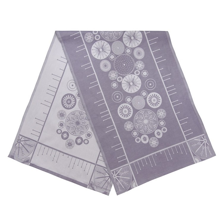 Дорожка из хлопка фиолетово-серого цвета с рисунком Ледяные узоры, new year essential, 53х150см (72140)