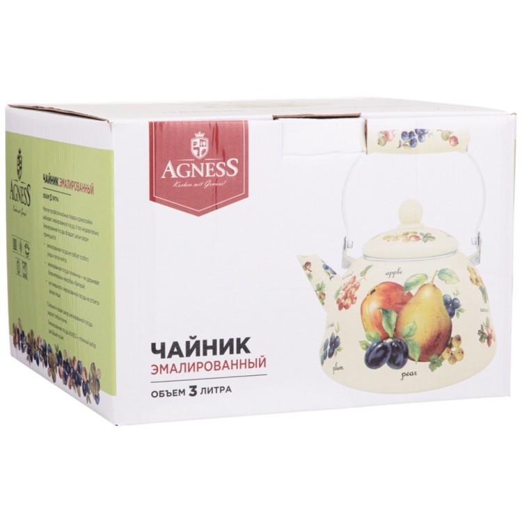 Чайник agness  эмалированный, серия "ежевика" 3 л Agness (934-442)