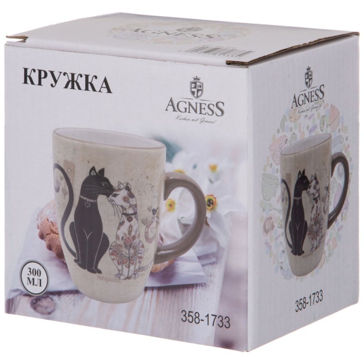 Кружка agness "парижские коты" 11*8*10 см 300 мл Agness (358-1733)