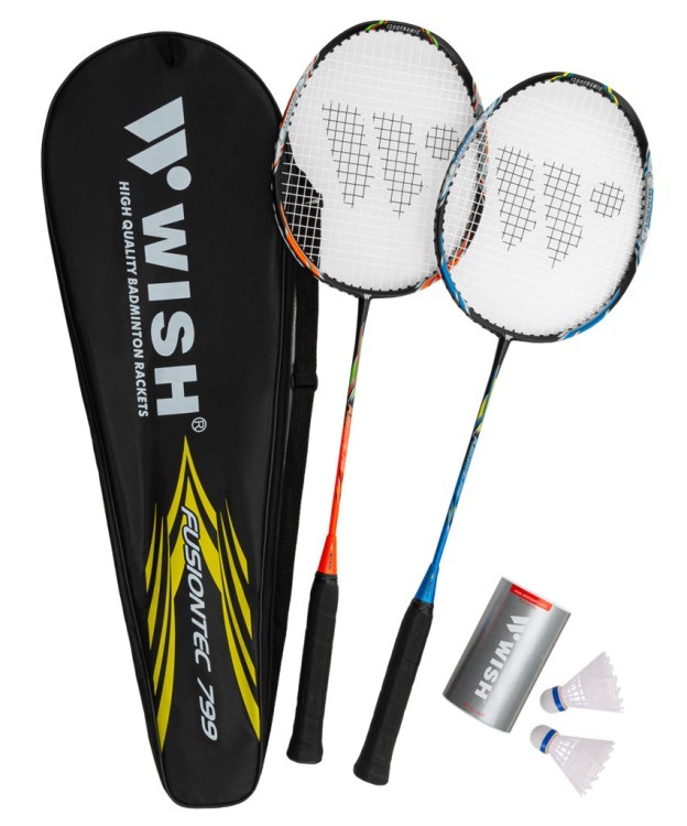 Набор для бадминтона WISH Fusiontec 799K, 2 ракетки, 2 волана, синий/оранжевый (2107403) Набор для бадминтона WISH Fusiontec 799K, 2 ракетки, 2 волана, синий/оранжевый (2107403)