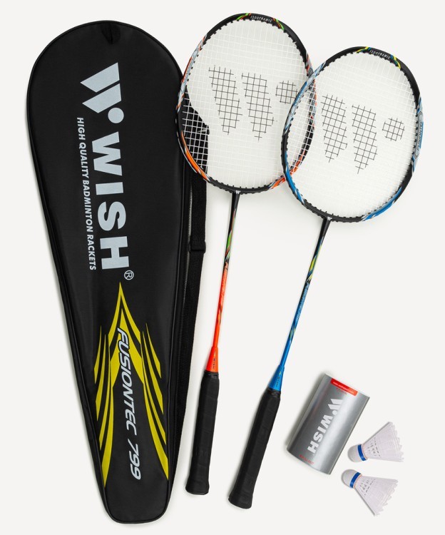 Набор для бадминтона WISH Fusiontec 799K, 2 ракетки, 2 волана, синий/оранжевый (2107403) Набор для бадминтона WISH Fusiontec 799K, 2 ракетки, 2 волана, синий/оранжевый (2107403)