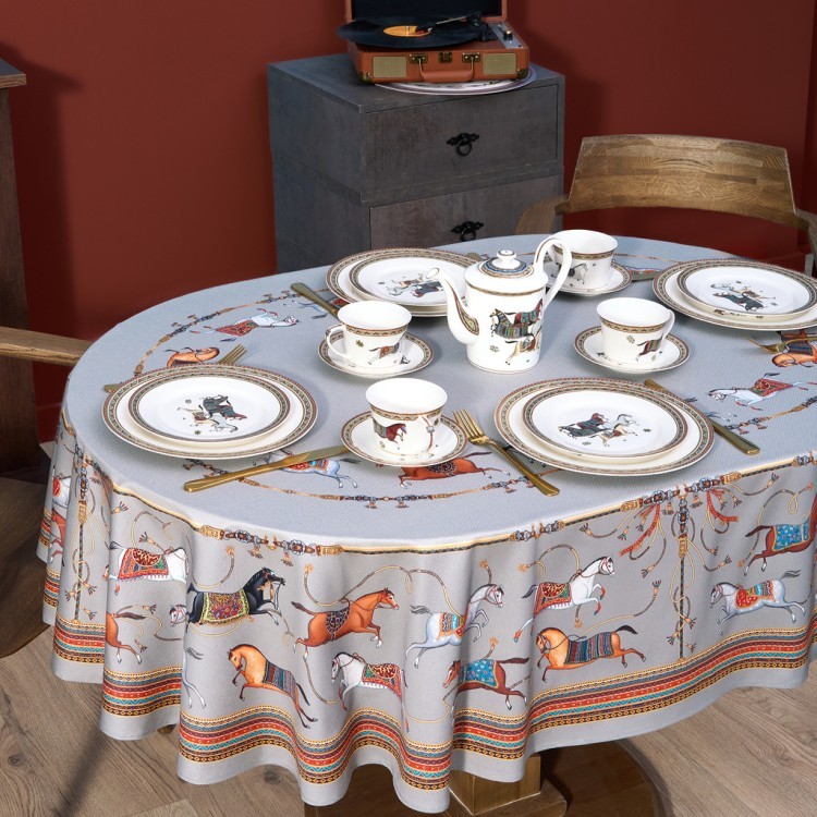 Скатерть  овальная  "passage" ,140х180см, 100% хлопок,твилл c пропиткой, серый Lefard (850-761-4)