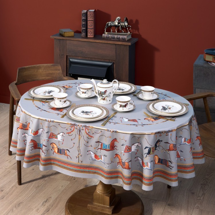 Скатерть  овальная  "passage" ,140х180см, 100% хлопок,твилл c пропиткой, серый Lefard (850-761-4)