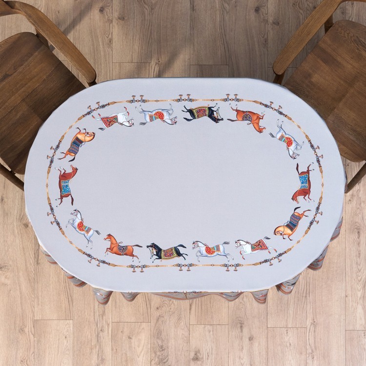 Скатерть  овальная  "passage" ,140х180см, 100% хлопок,твилл c пропиткой, серый Lefard (850-761-4)