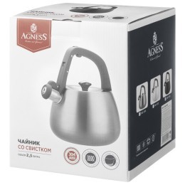Чайник agness со свистком 2,5л, термоаккумулирующее дно, 304 сталь, индукция Agness (948-1006)