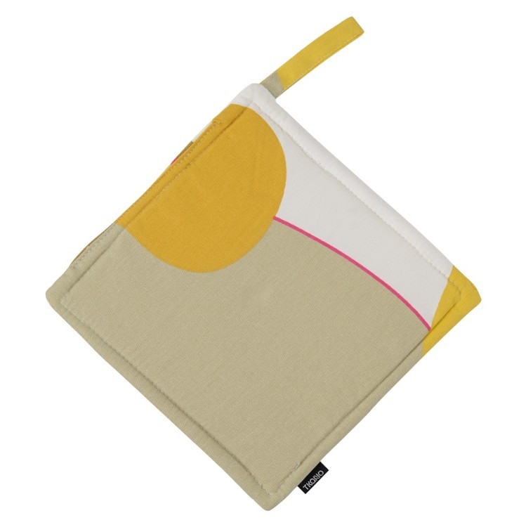 Прихватка из хлопка горчичного цвета с авторским принтом из коллекции freak fruit, 22х22 см (69790)