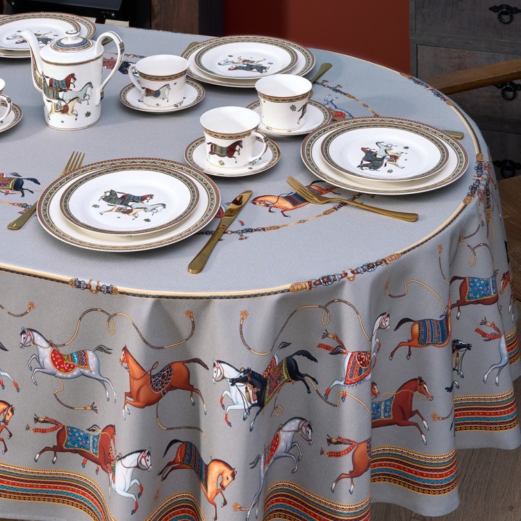 Скатерть  овальная  "passage" ,160х220см, 100% хлопок,твил c пропиткой, серый Lefard (850-761-41)