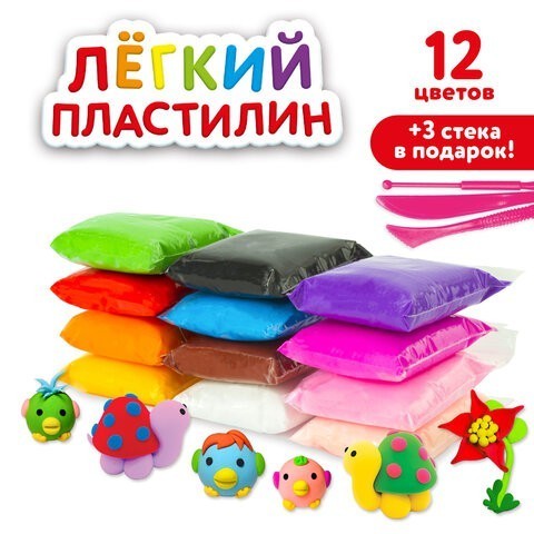 Пластилин воздушный застывающий 12 цветов 120 г 3 стека 105905 (6) (86851) Пластилин воздушный застывающий 12 цветов 120 г 3 стека 105905 (6) (86851)