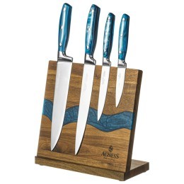 Набор ножей agness на деревянной подставке с магнитным держателем, 5 предметов, Agness (911-787)