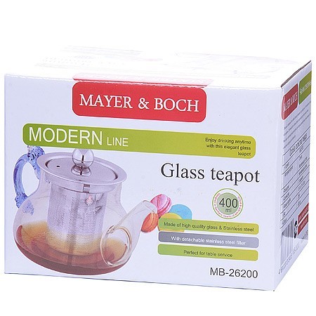 Заварочный чайник стекло 400мл+сито Mayer&Boch (26200)