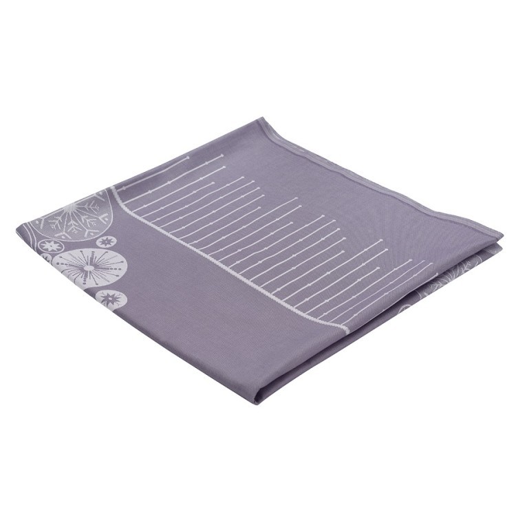 Скатерть из хлопка фиолетово-серого цвета с рисунком Ледяные узоры, new year essential, 180х260см (72176)