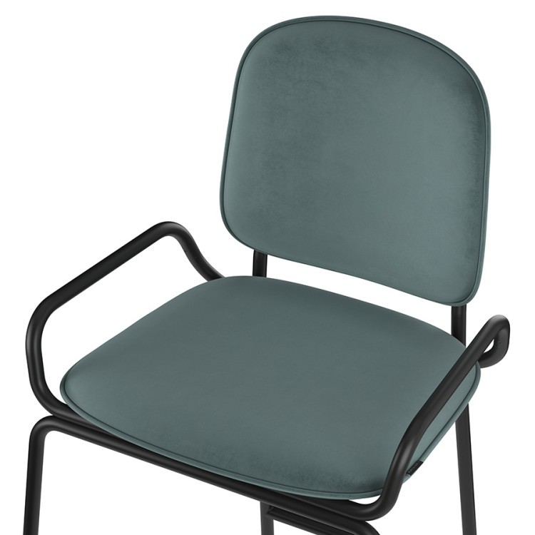 Стул барный ror, 2 frame, велюр, черный/зеленый (75294)