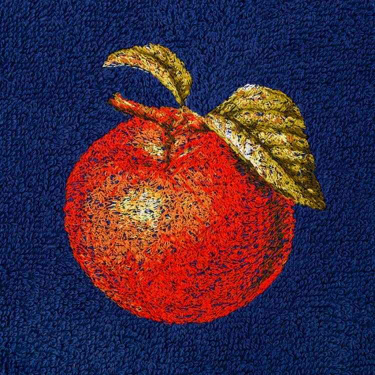 Салфетка махровая "яблоко" 35х35см, 100% хлопок, синий, вышивка SANTALINO (850-600-53)