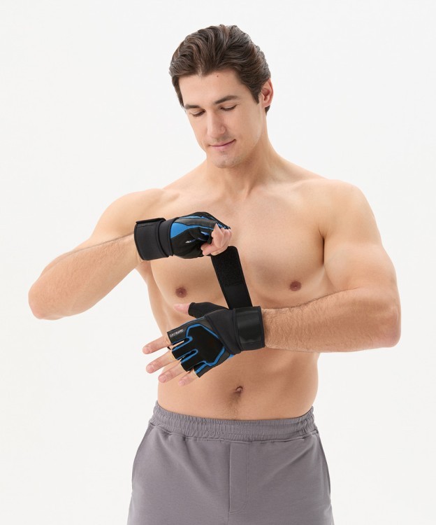 Перчатки для фитнеса STARFIT WG-201, черный/синий (2119232)