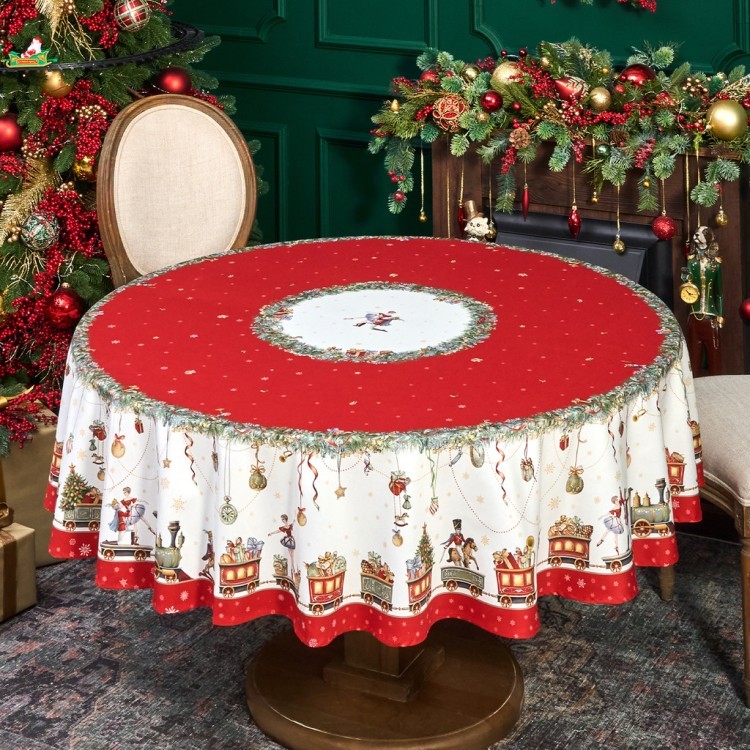 Скатерть круглая  "щелкунчик" ,190см ,красный , 100%хлопок , твил Lefard (850-762-25)