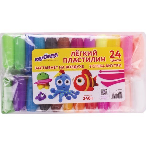 Пластилин воздушный застывающий 24 цвета 240 г 3 стека 105906 (6) (86852) Пластилин воздушный застывающий 24 цвета 240 г 3 стека 105906 (6) (86852)