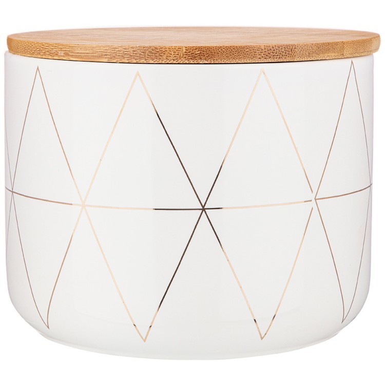 Емкость для сыпучих продуктов с бамбук.крышкой  13.5*13.5*10.6см см. / 900 мл. Agness (490-448)