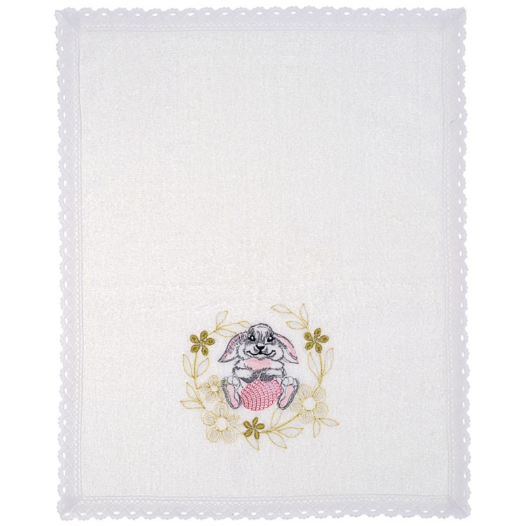 Полотенце махровое 50х30 "пасхальный заяц",белый,100%хлопок,вышивка SANTALINO (850-841-7)