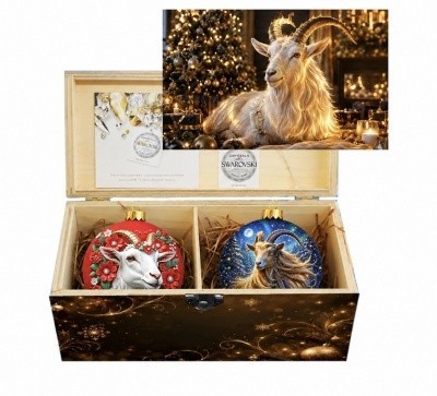 Новогодний набор на 2 шара Вестник удачи с кристаллами Swarovski (4111)