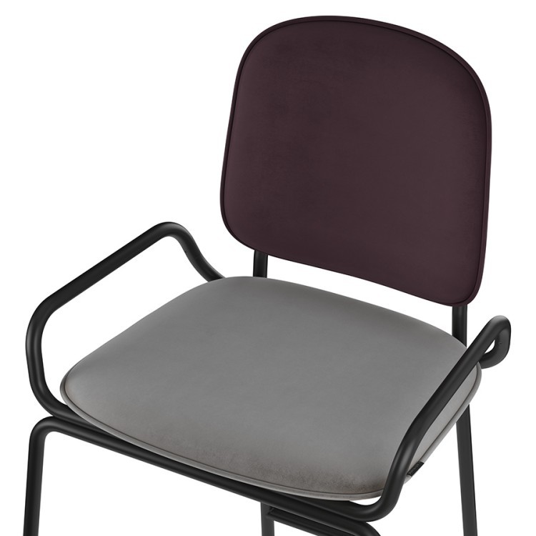 Стул барный ror, 2 frame, велюр, черный/пурпурный/серый (75295) Стул барный ror, 2 frame, велюр, черный/пурпурный/серый (75295)