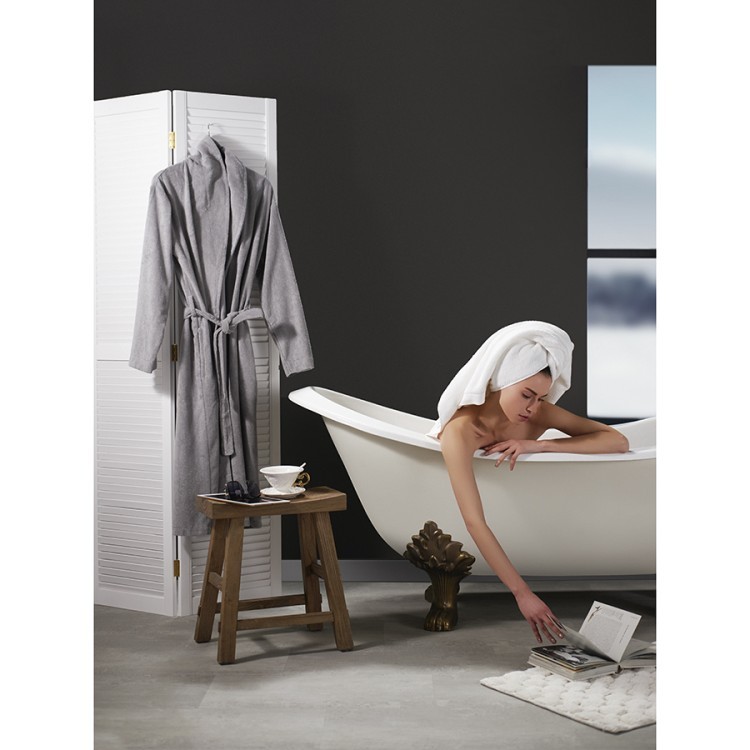 Халат махровый из чесаного хлопка серого цвета из коллекции essential, размер l (75420) Халат махровый из чесаного хлопка серого цвета из коллекции essential, размер l (75420)