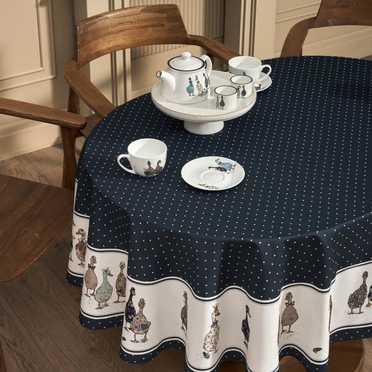 Скатерть овальная "family farm" 140х180см ,синий,100% хлопок,твил,с пропиткой Lefard (850-742-27)
