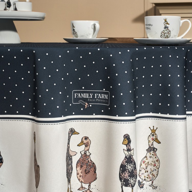 Скатерть овальная "family farm" 140х180см ,синий,100% хлопок,твил,с пропиткой Lefard (850-742-27)