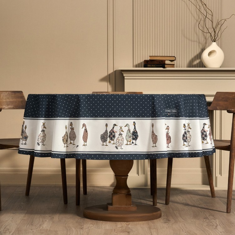 Скатерть овальная "family farm" 140х180см ,синий,100% хлопок,твил,с пропиткой Lefard (850-742-27)