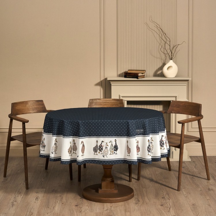 Скатерть овальная "family farm" 140х180см ,синий,100% хлопок,твил,с пропиткой Lefard (850-742-27)