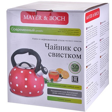 Чайник 3 л нерж/сталь со свистком Mayer&Boch (28445)