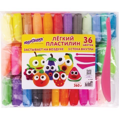 Пластилин воздушный застывающий 36 цветов 360 г 3 стека 105907 (5) (86853) Пластилин воздушный застывающий 36 цветов 360 г 3 стека 105907 (5) (86853)