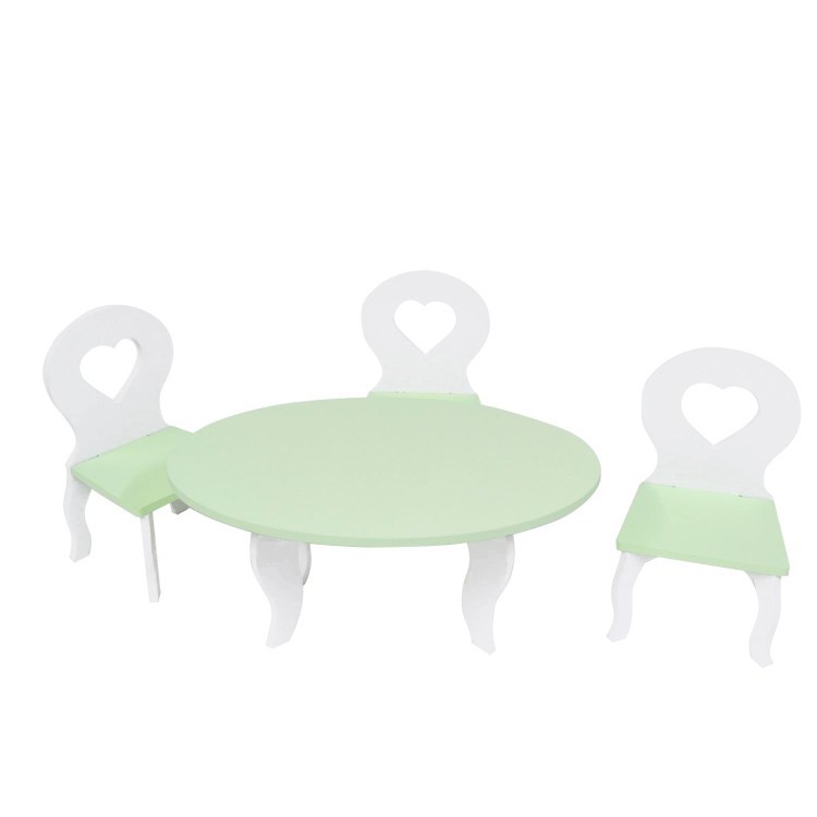 Набор мебели для кукол Шик Мини: стол + стулья, цвет: белый/салатовый (PFD120-51M)