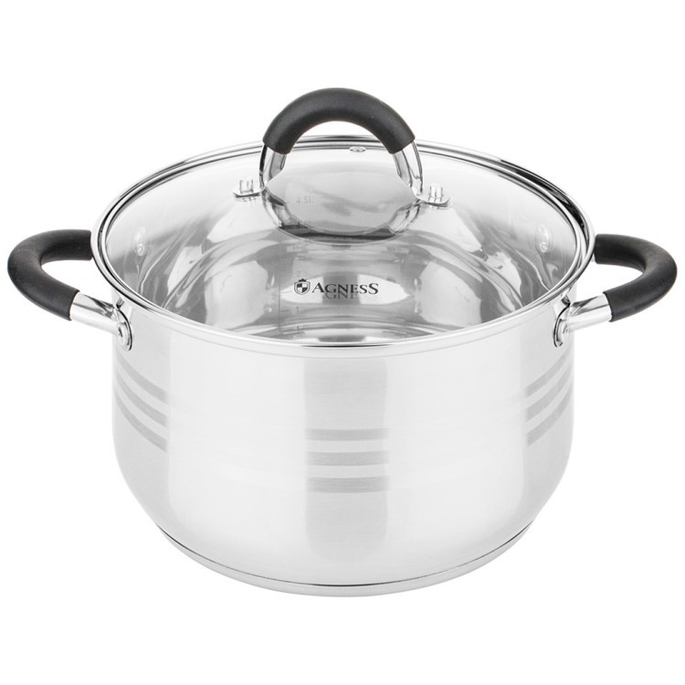 Кастрюля agness со стекл. крышкой серия classic 3,5 л. 20*12,5 см Agness (937-412)